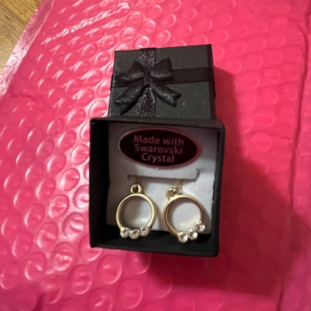 Swarovski Crystal Gold Earrings